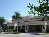 The South Florida Museum. The white dome, partially visible to the left, is the Bishop Planetarium theater, home to one of the world's most advanced planetarium projectors.